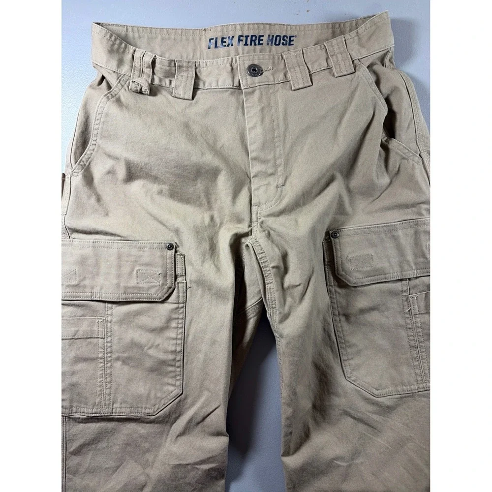 Duluth Trading Co Flex Fire Hose Cargo Pants Mens 34x30 Khaki Tan Work Relaxed